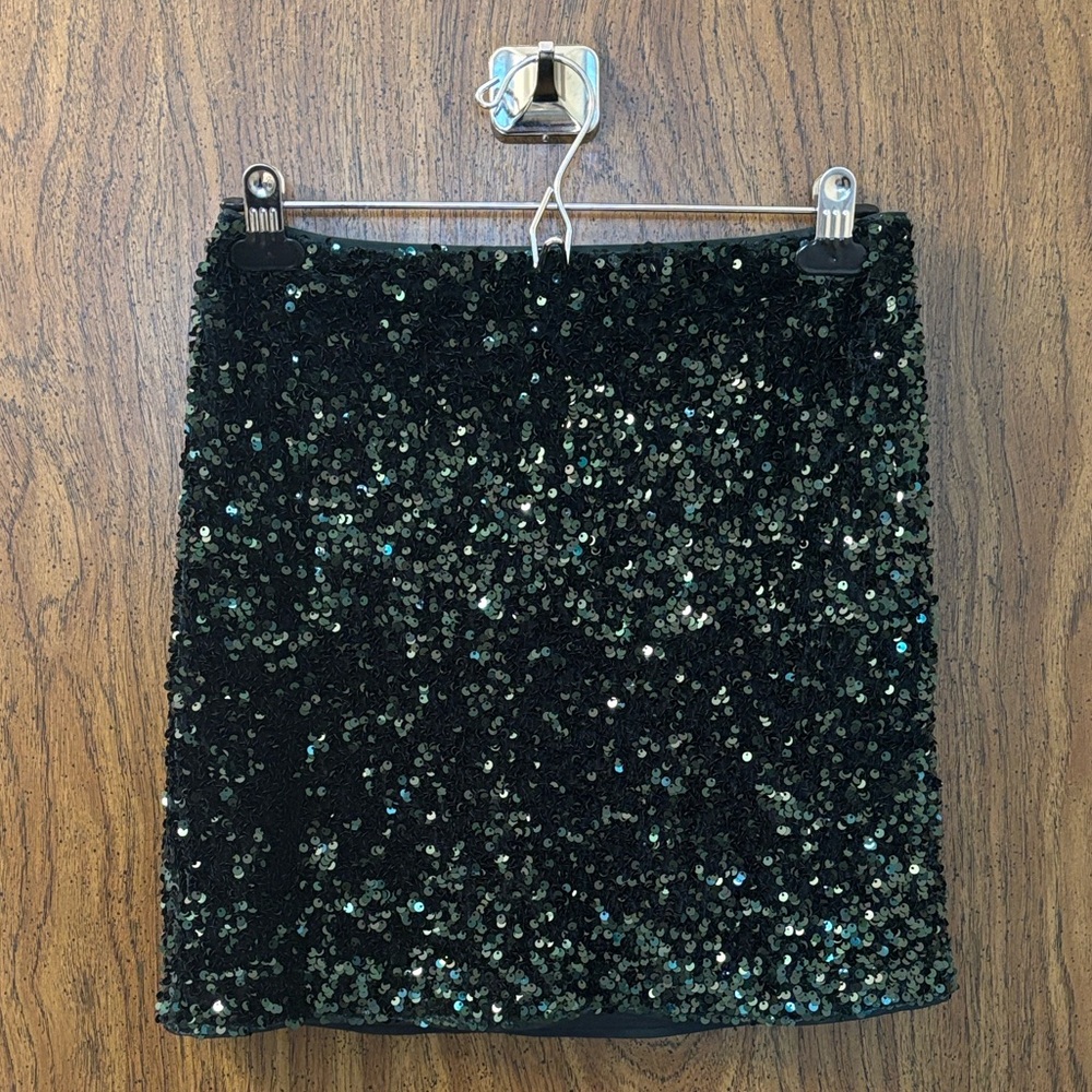 H&M Glittering Dark Green Mini Skirt
